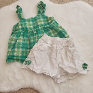 3t toddler girl Green plaid summer outfit